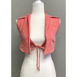 Matthew Bruch 100% Linen Bikini Vest Top Women’s Size 1 (XS) Orange Crop Blouse